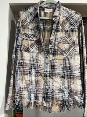 Black and Tan Plaid Button-Up Shirt - Dear John